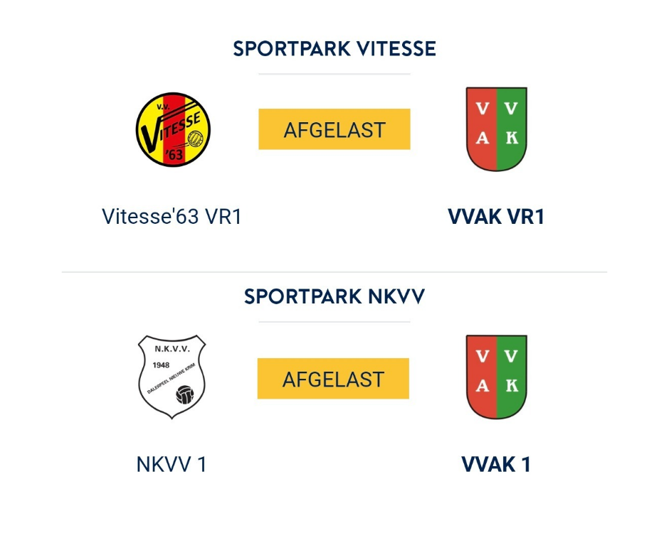 Afgelastingen wedstrijden