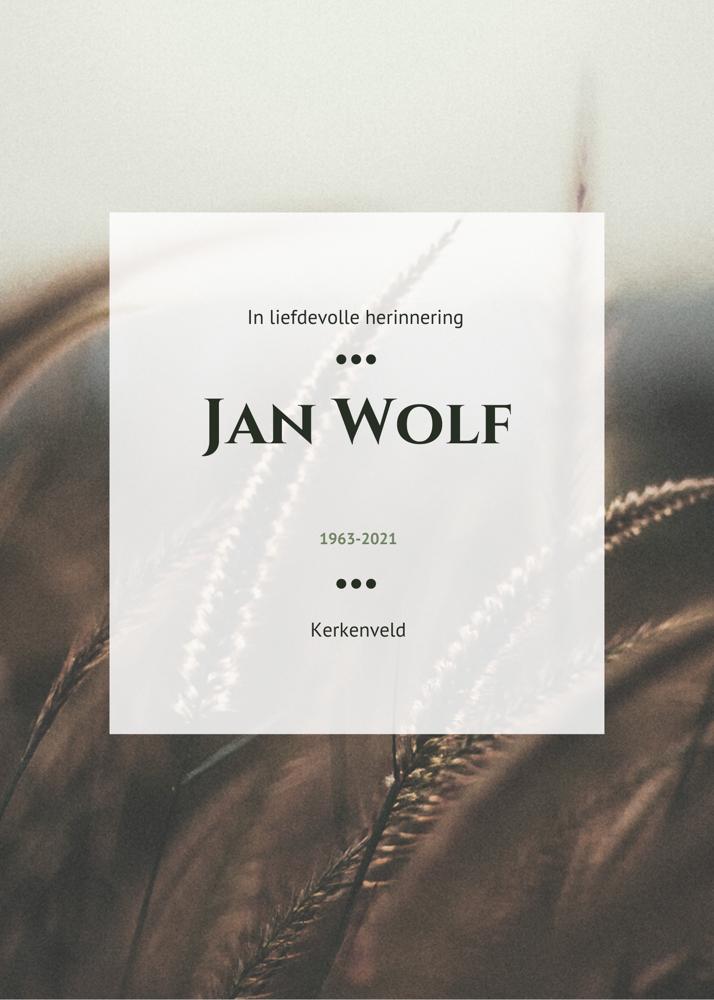 Jan Wolf is overleden (1963-2021)