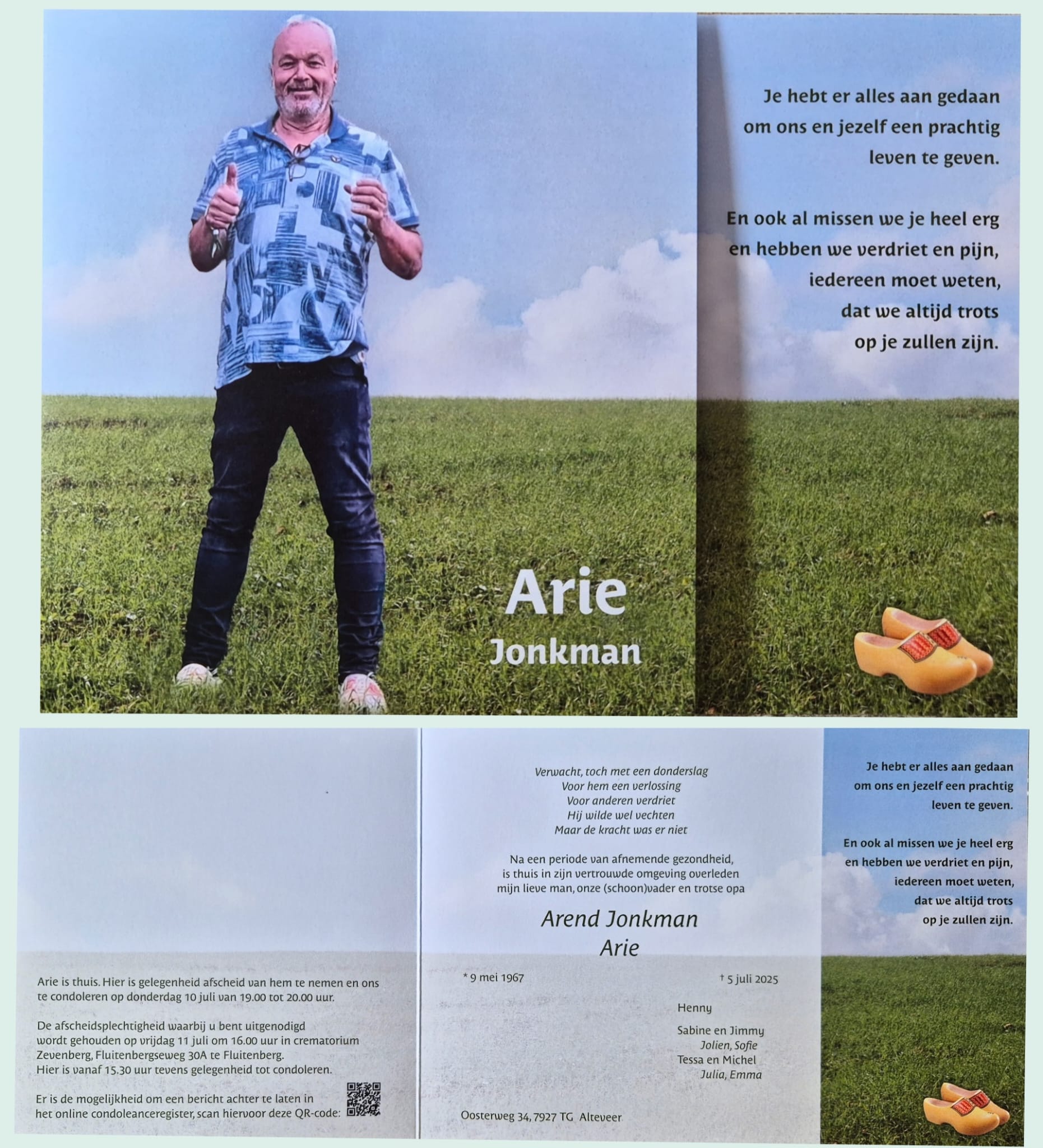 Overlijden Arie Jonkman